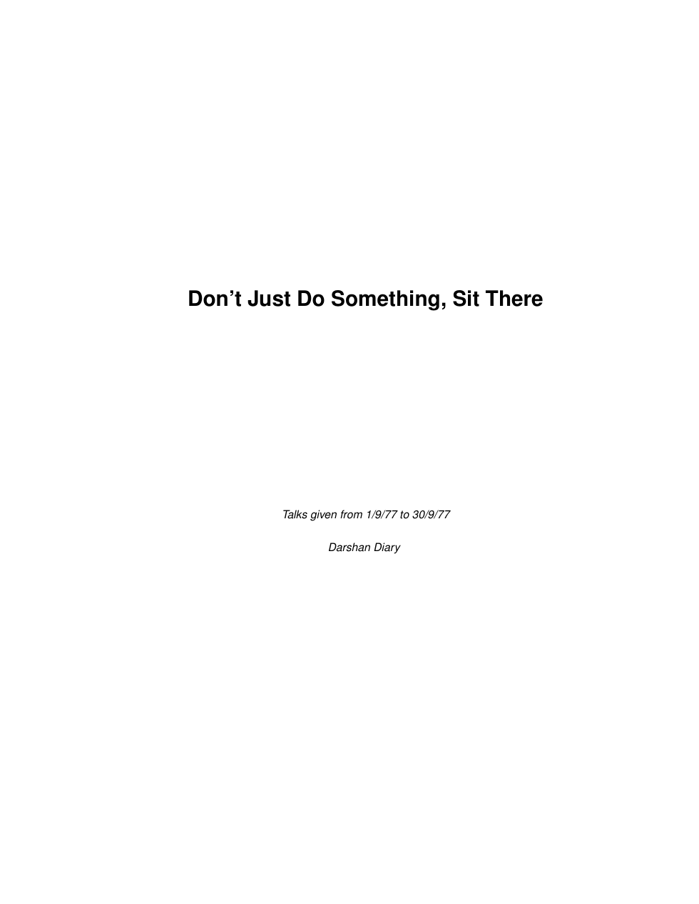 Don't Just Do Something, Sit There cover