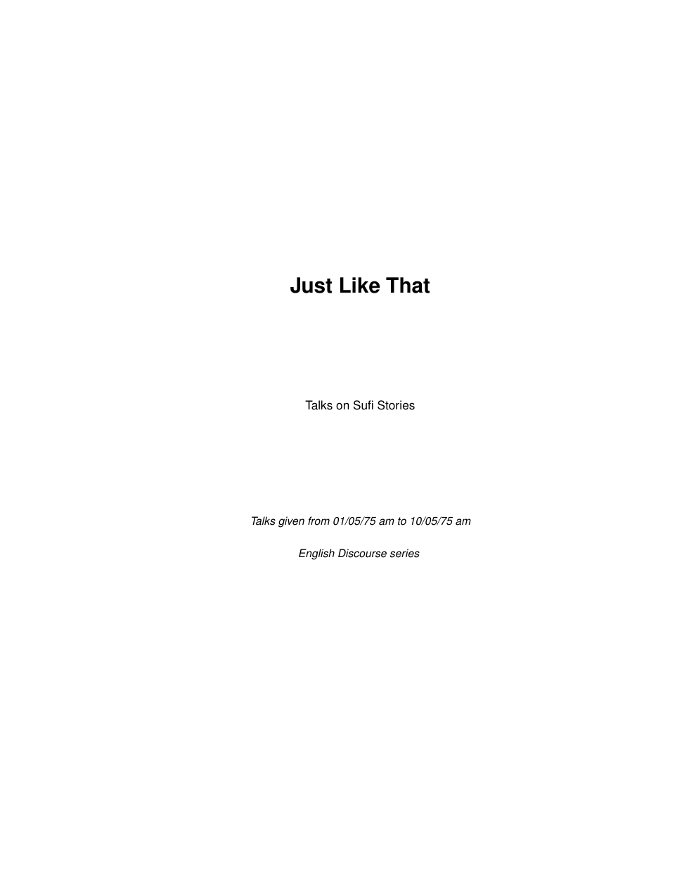 Just Like That cover