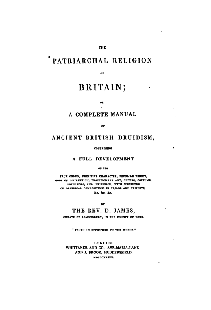 A Complete Manual of Ancient British Druidism - D James cover
