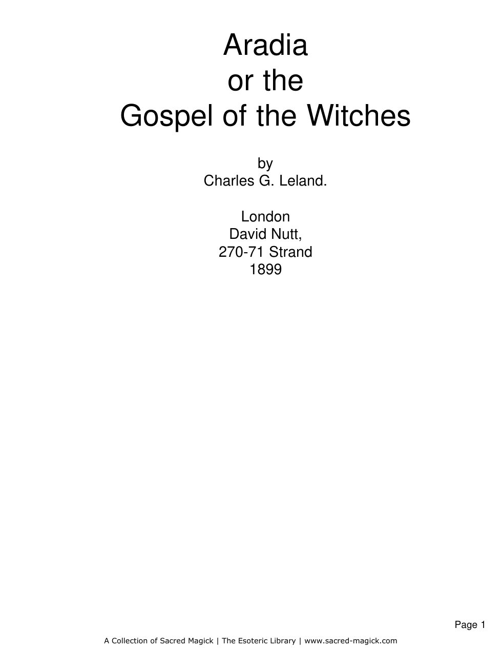 Aradia Gospel of the Witches cover