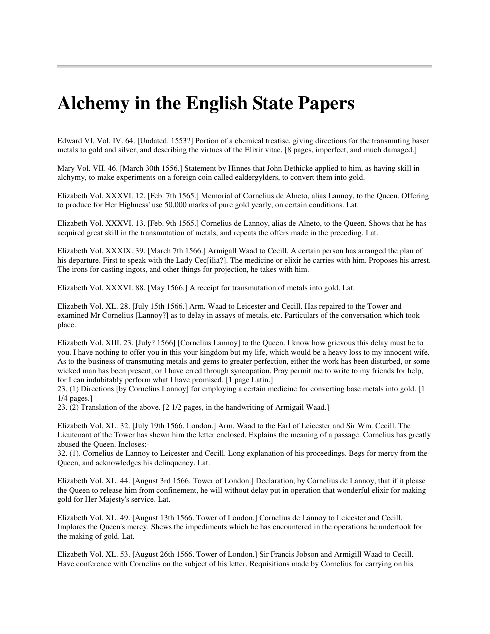 Alchemy in the English State Papers cover