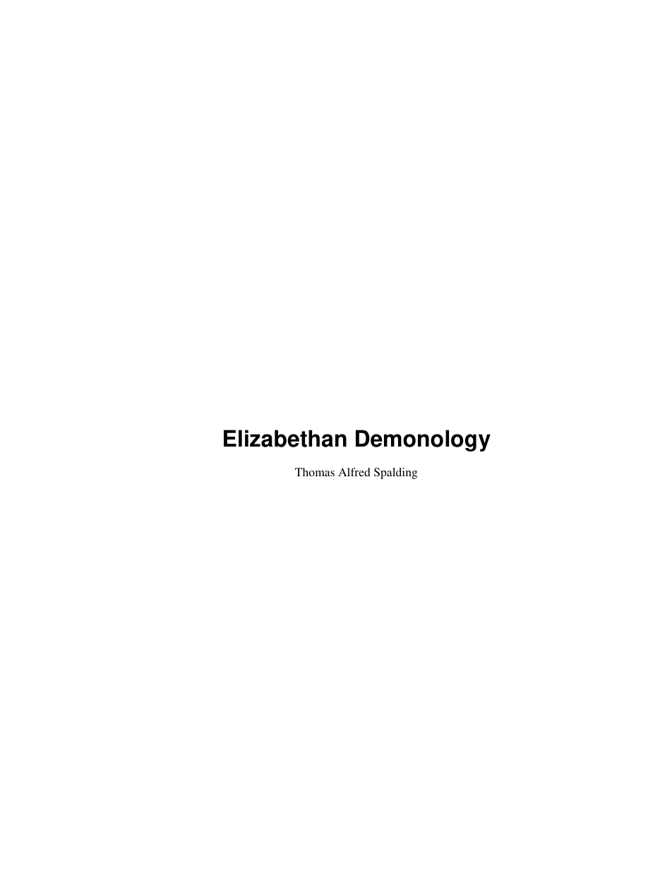 Thomas Spalding - Elizabethan Demonology cover