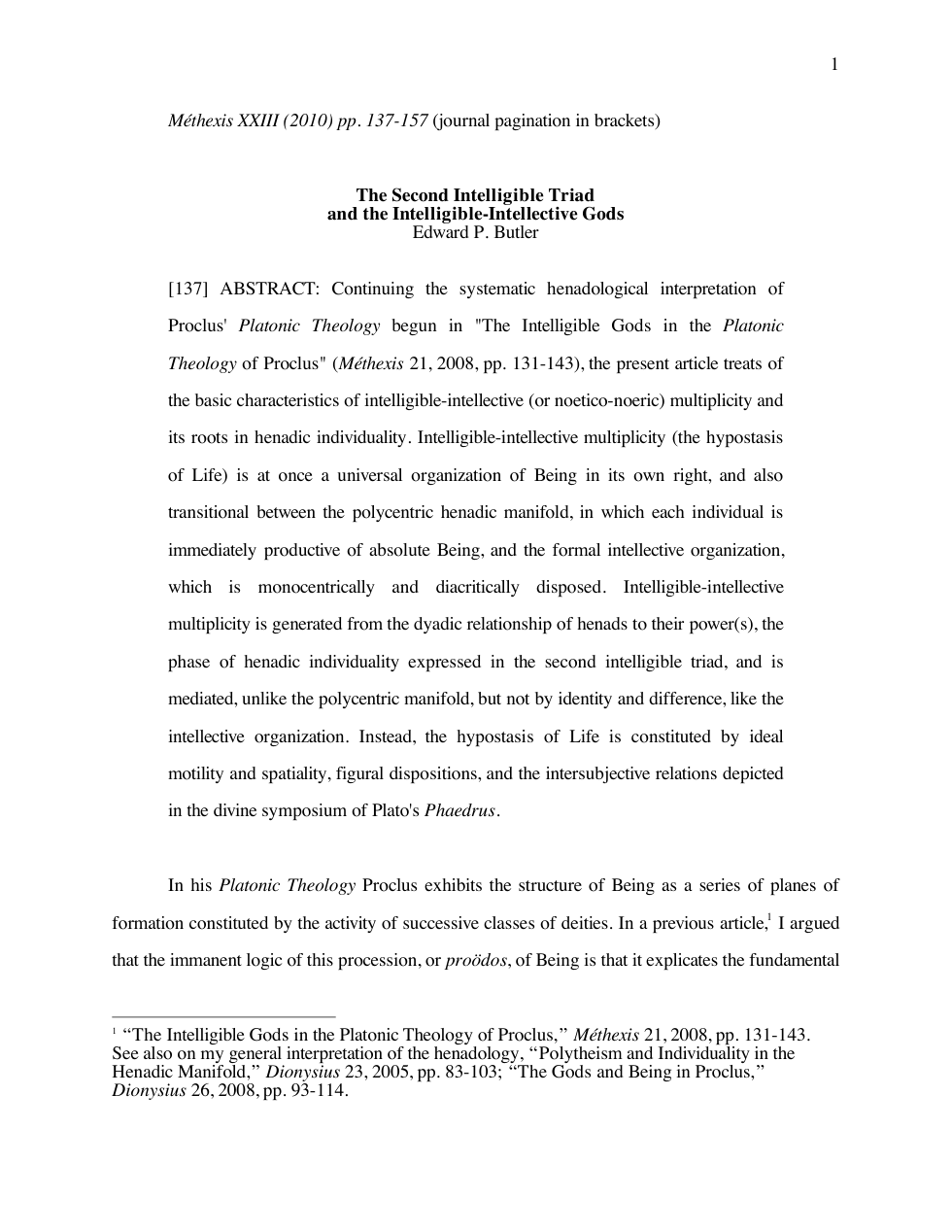 The Second Intelligible Triad and the Intelligible-Intellective Gods cover