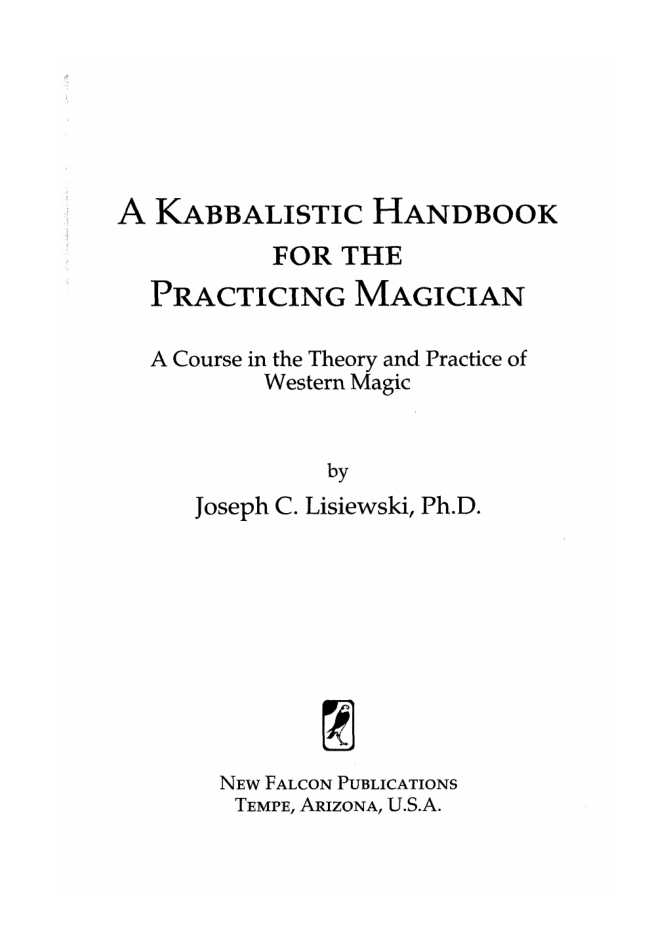 Joseph Lisewski - Kabbalistic Handbook for the Practicing Magician cover