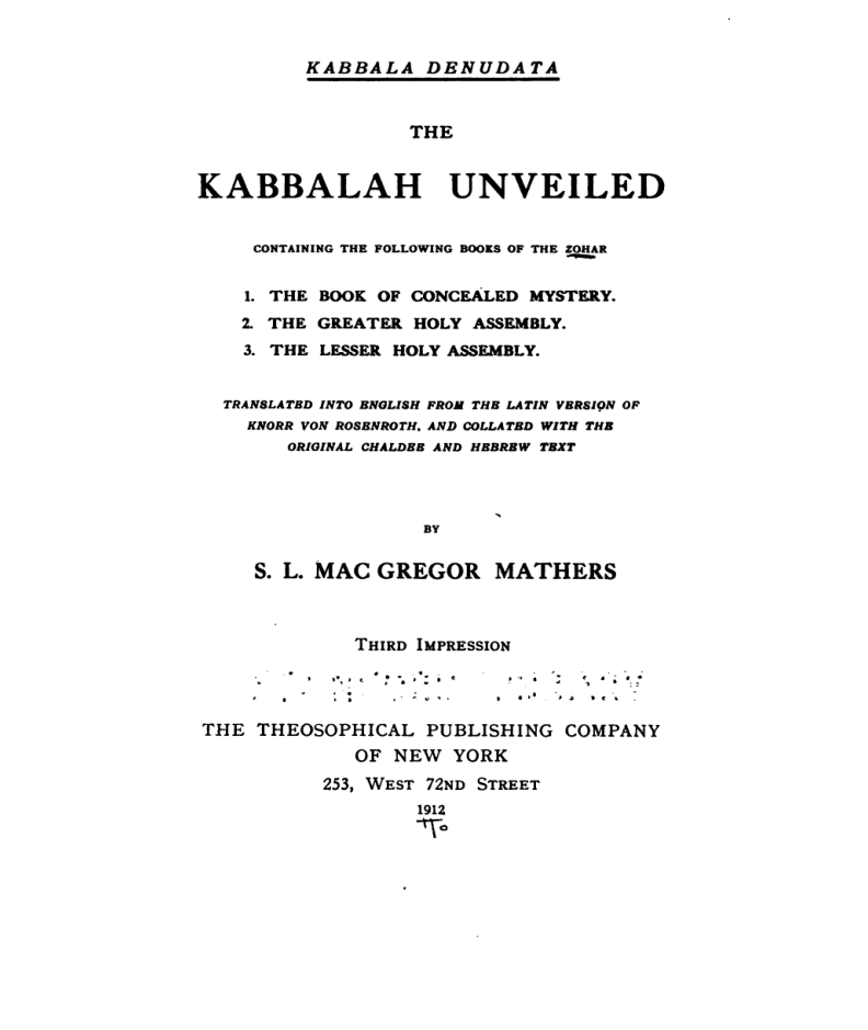 The Kabbalah Unveiled - S L Mac Gregor Mathers cover