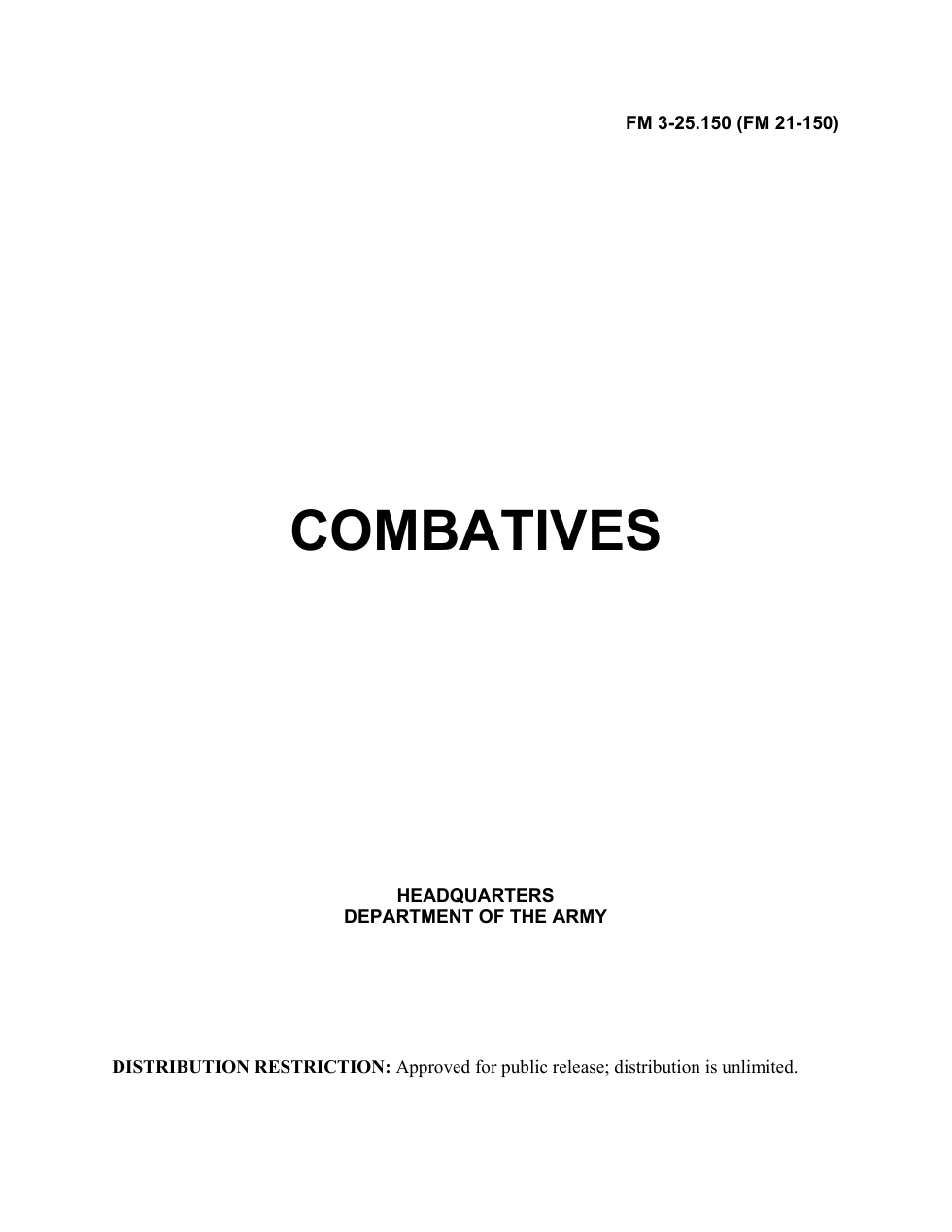 FM 3-25.150 Combatives cover
