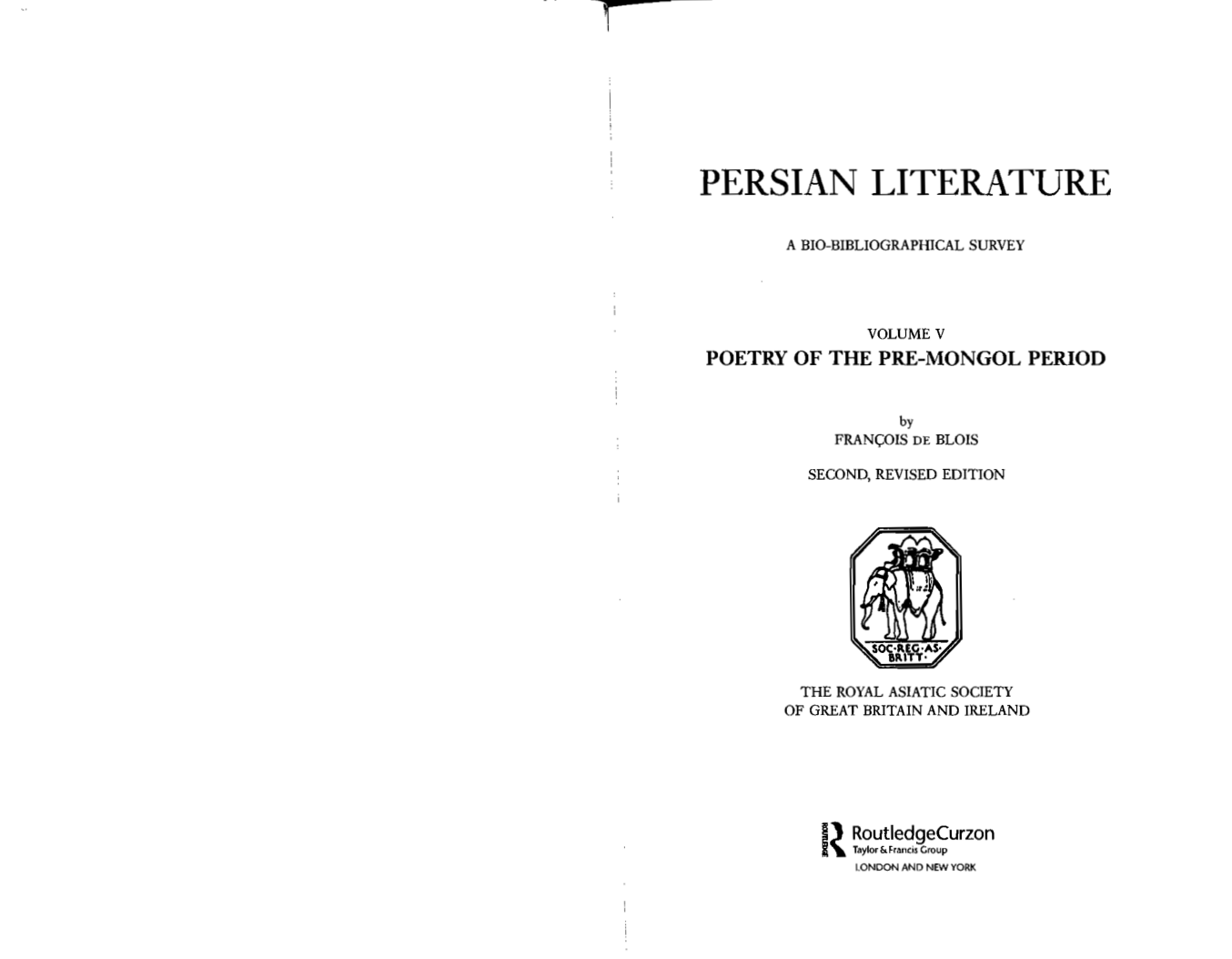 Persian Literature - A Poetry of Pre-Mongol Period cover