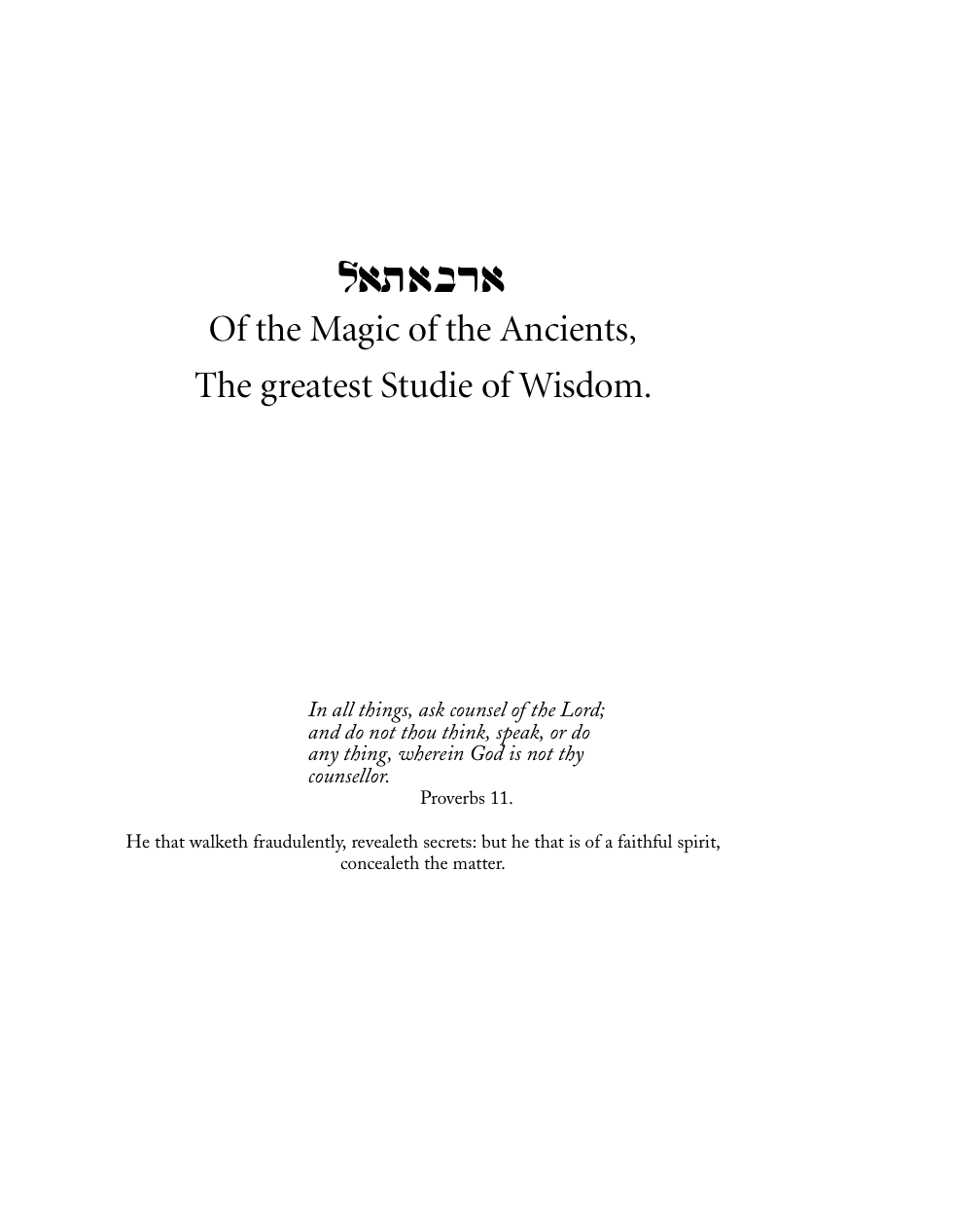 Arbatel of Magick cover