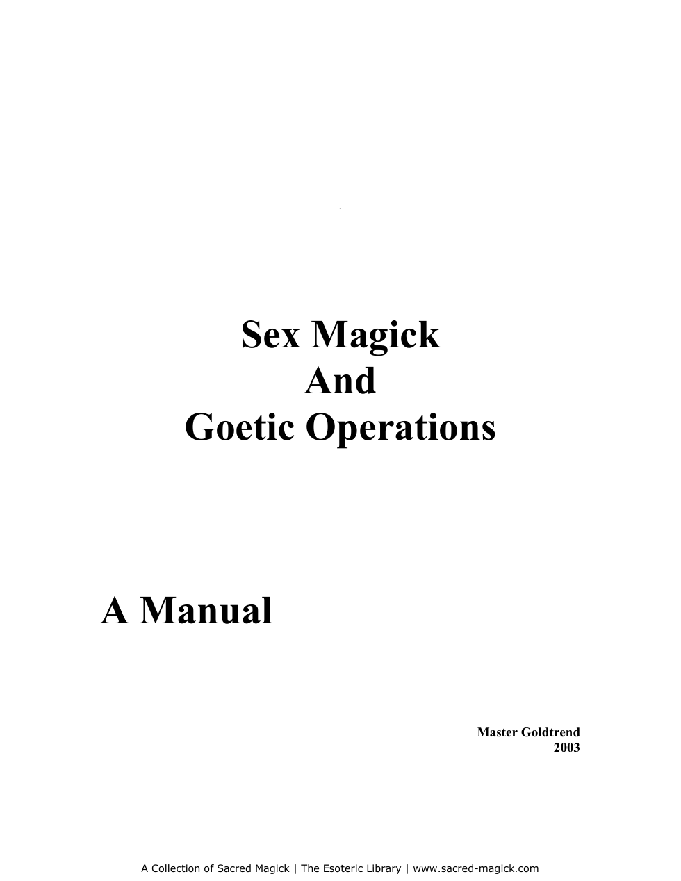 Goldtrend - Sex Magick and Goetic Operations cover
