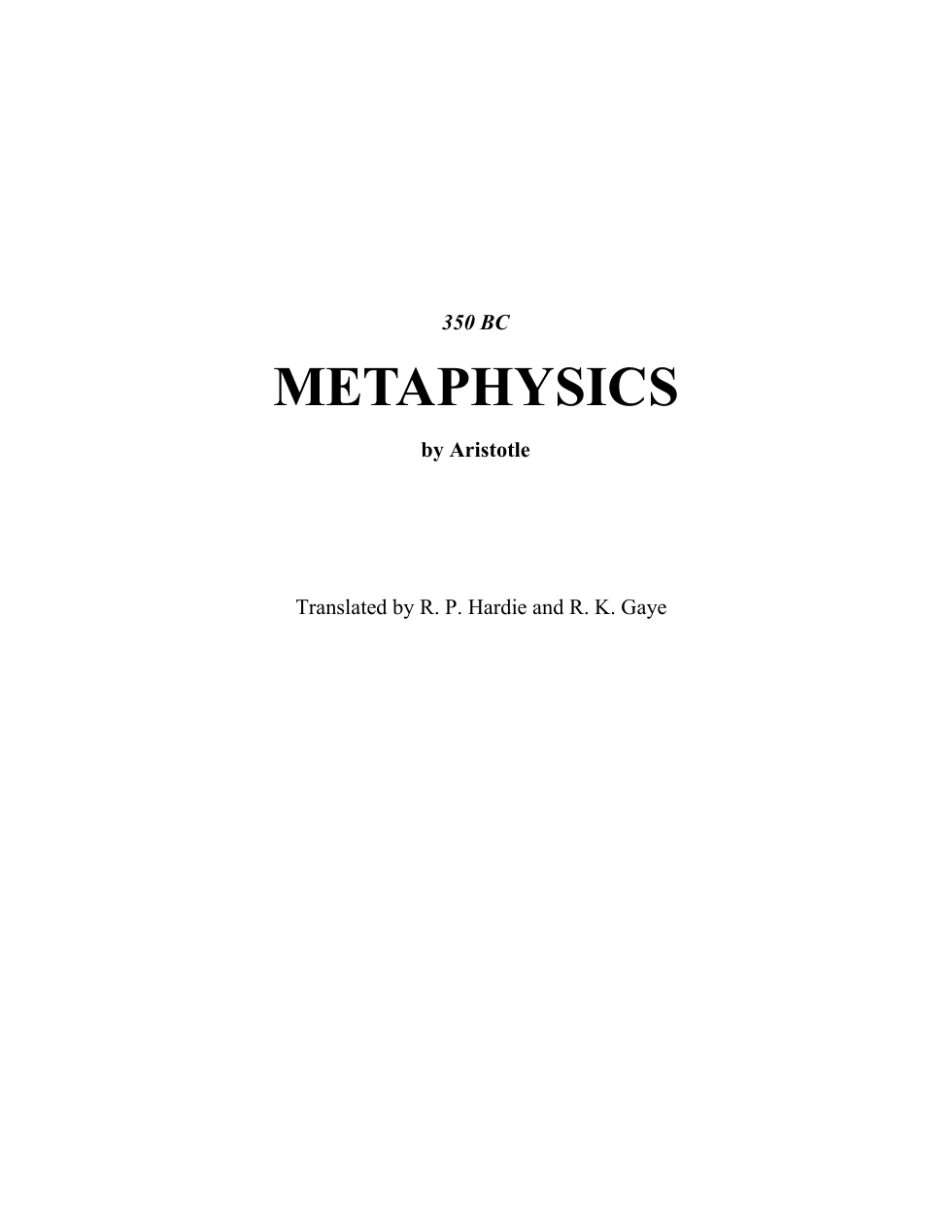 Aristotle - Metaphysics cover