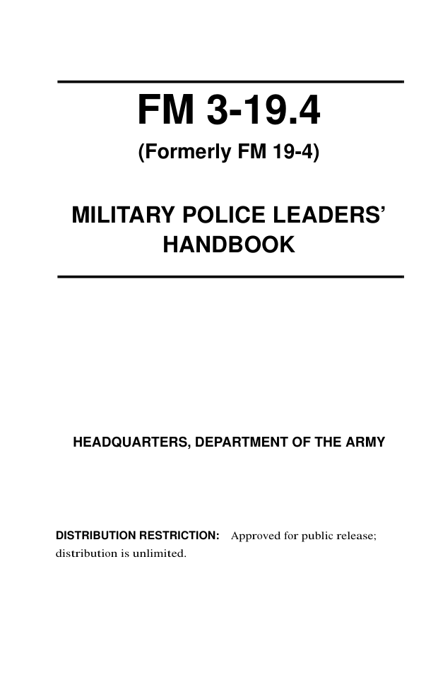ARMY MP Leaders Handbook 2002 640 pages cover