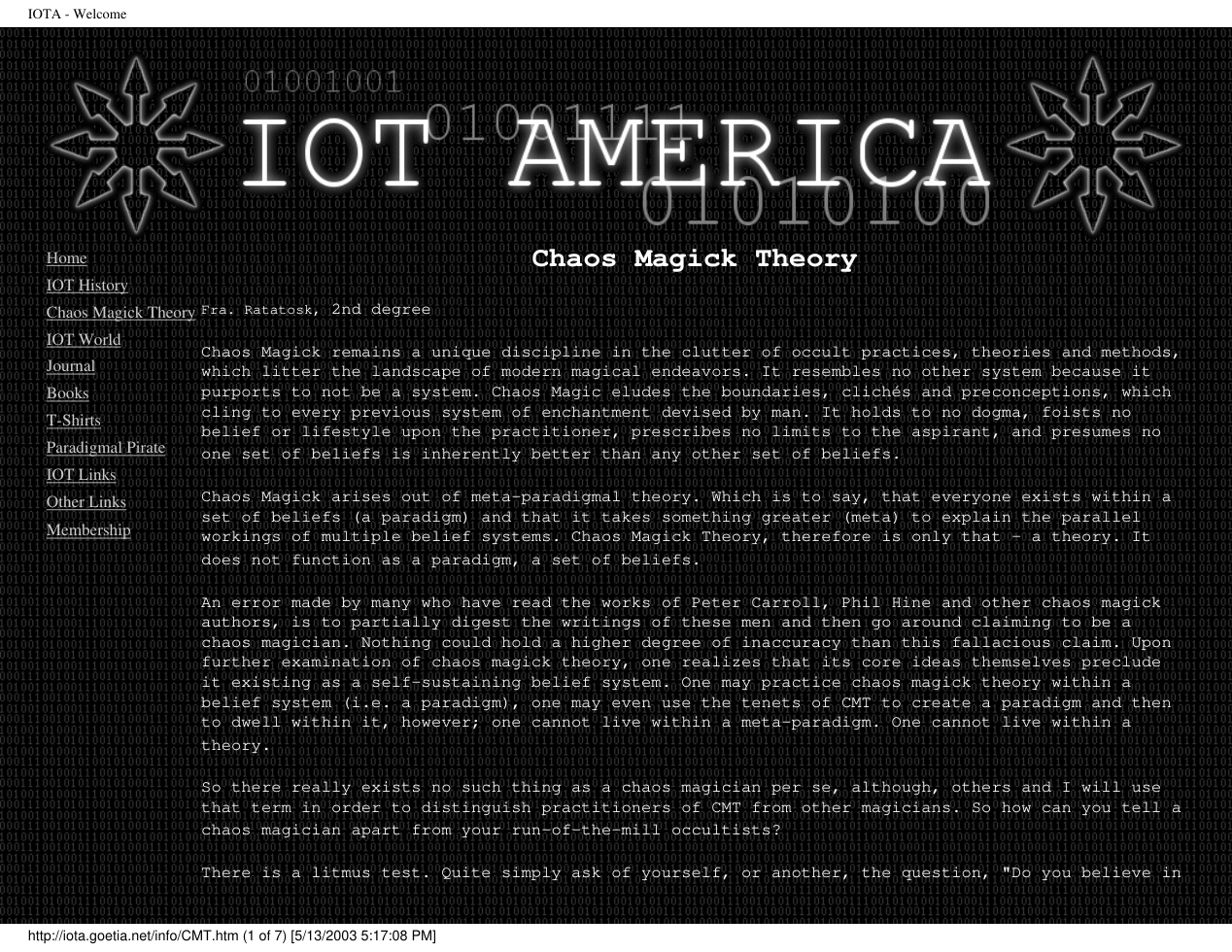 IOT - Chaos-Magick-Theory cover