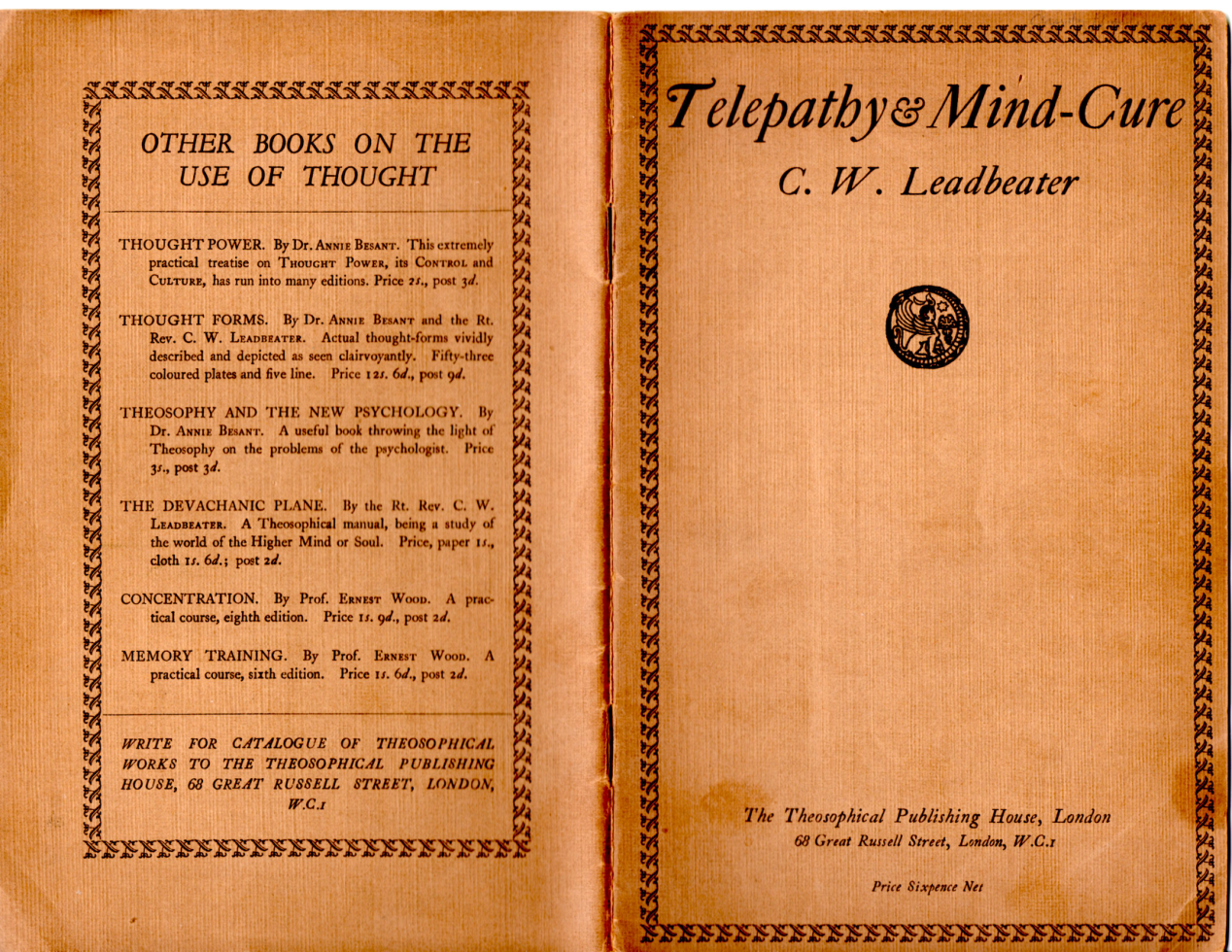 C W Leadbeater - Telepathy & Mind-Cure cover