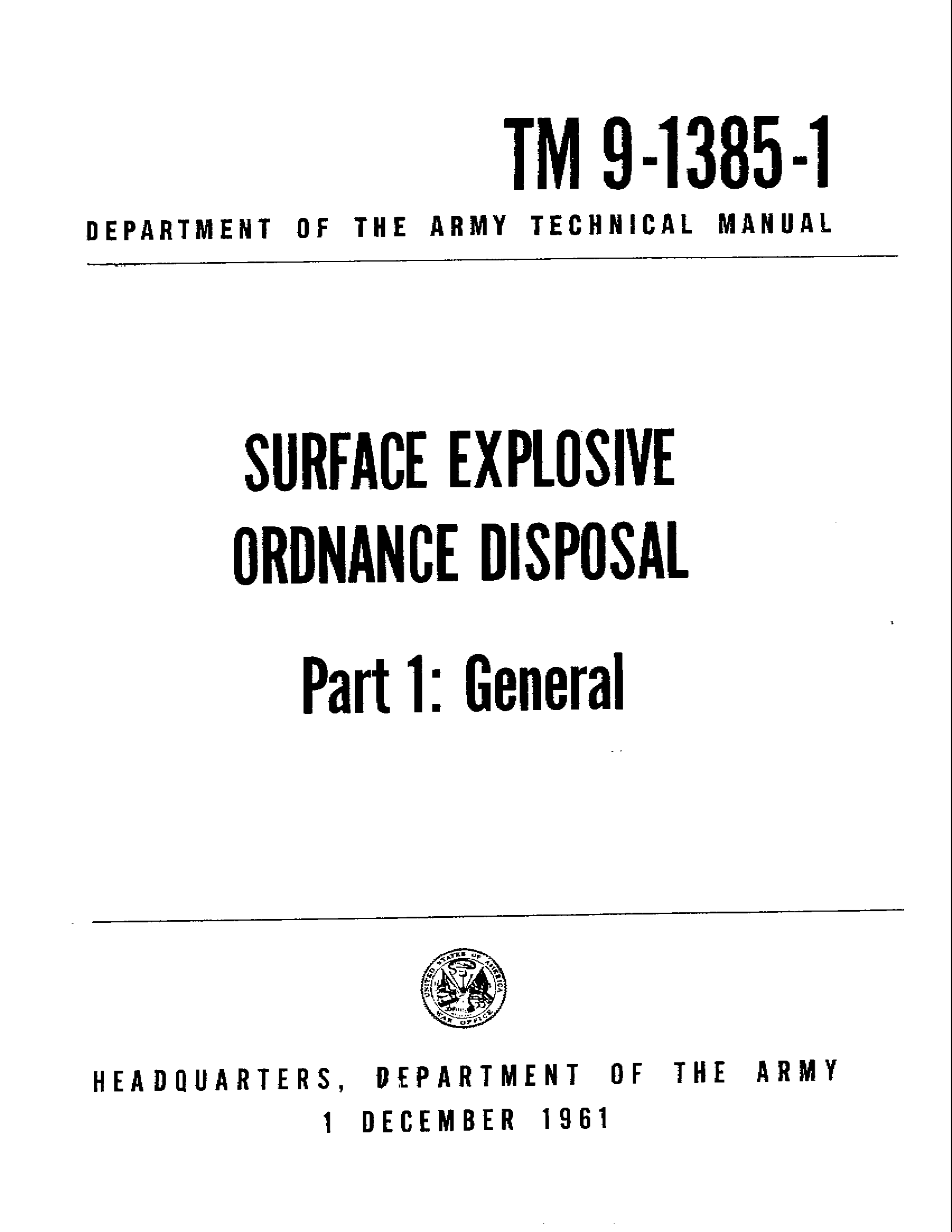 Surface Explosive Ordnance Disposal TM 9-1385-1 cover