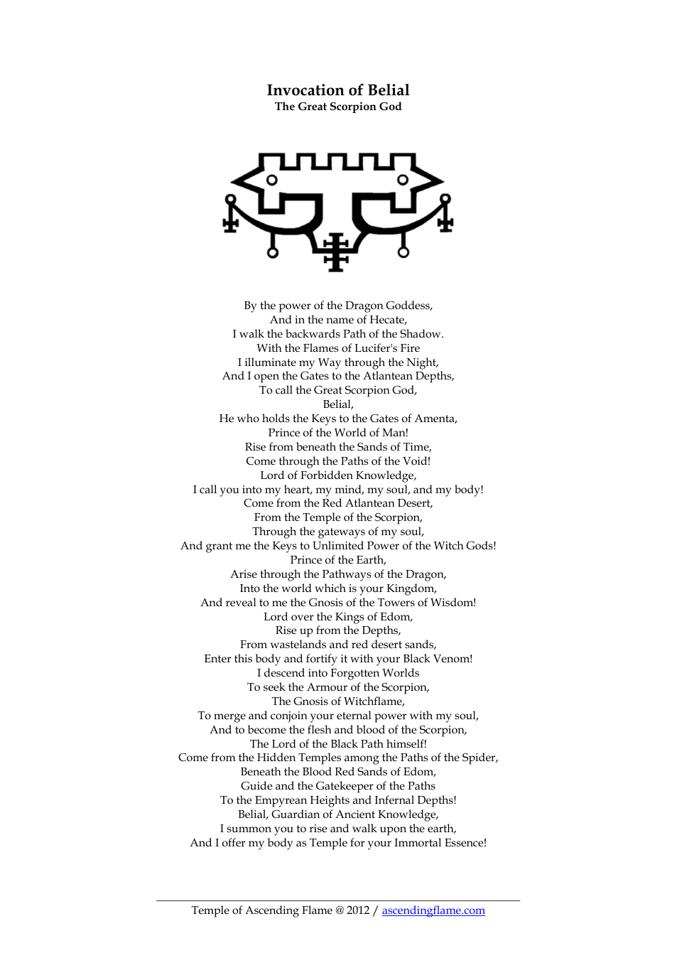 ToAF - Invocation of Belial cover