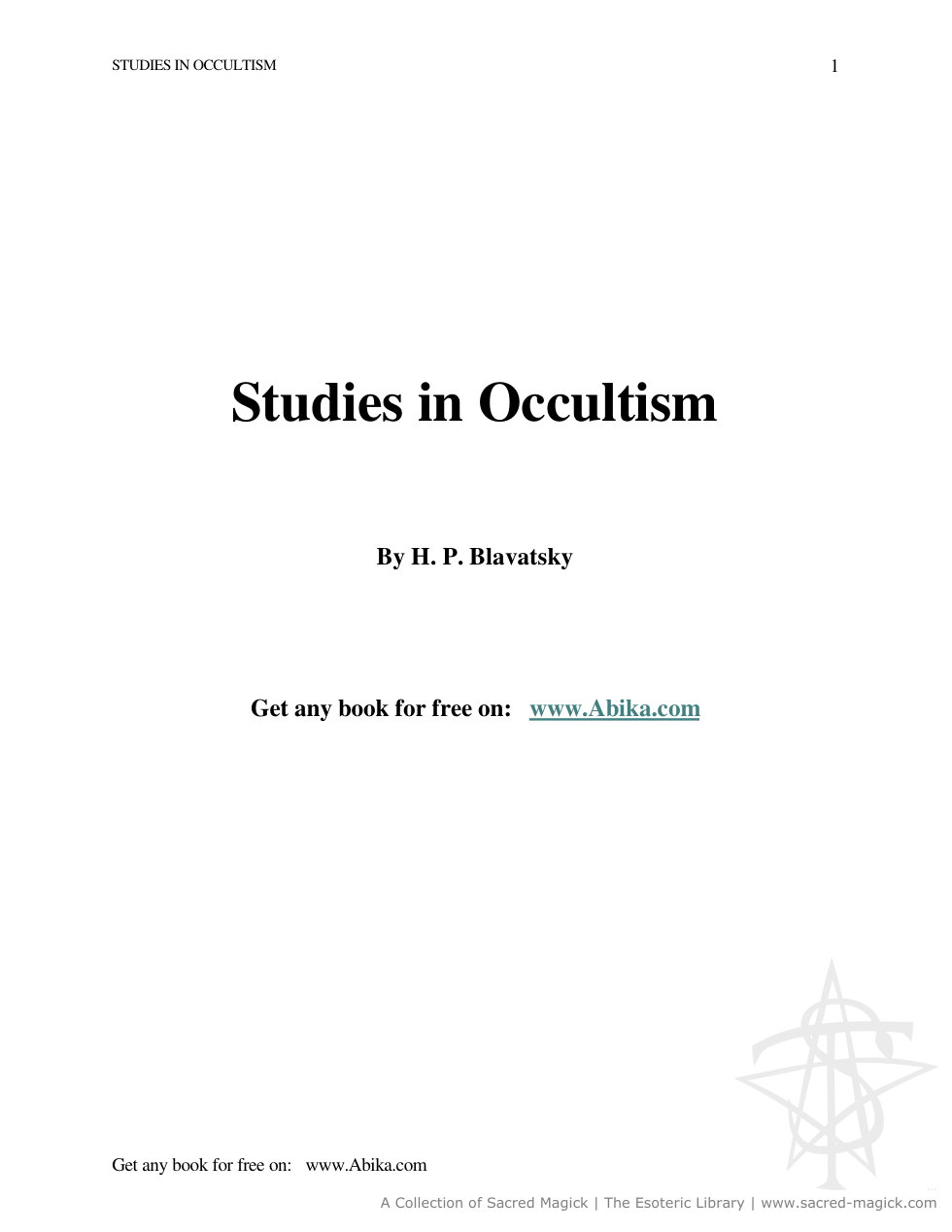 Studies In Occultism cover