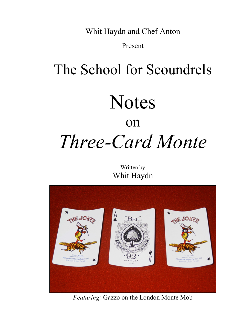 Whit Haydn - Notes On Three-Card Monte cover