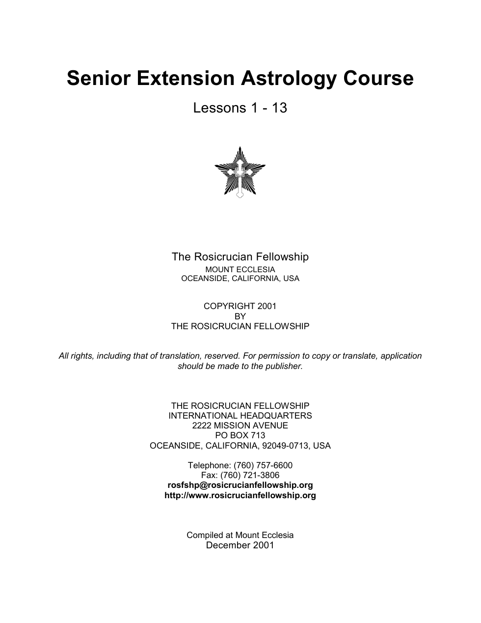 Senior Astrology Course Extension 1-13 cover
