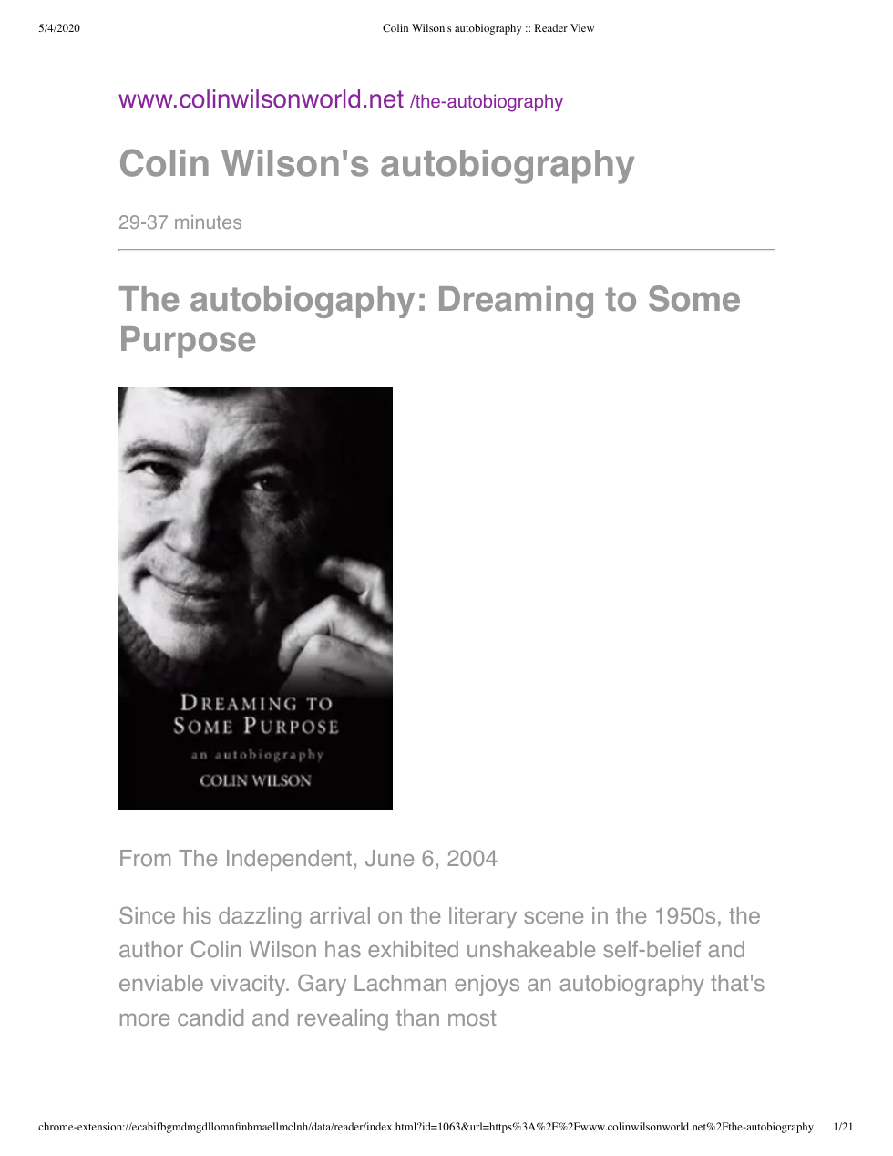 Colin Wilson - Interview - Jasper Gerard And Assorted Literary Reviews cover