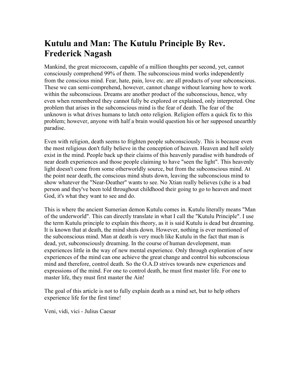 Kutulu and Man The Kutulu Principle cover