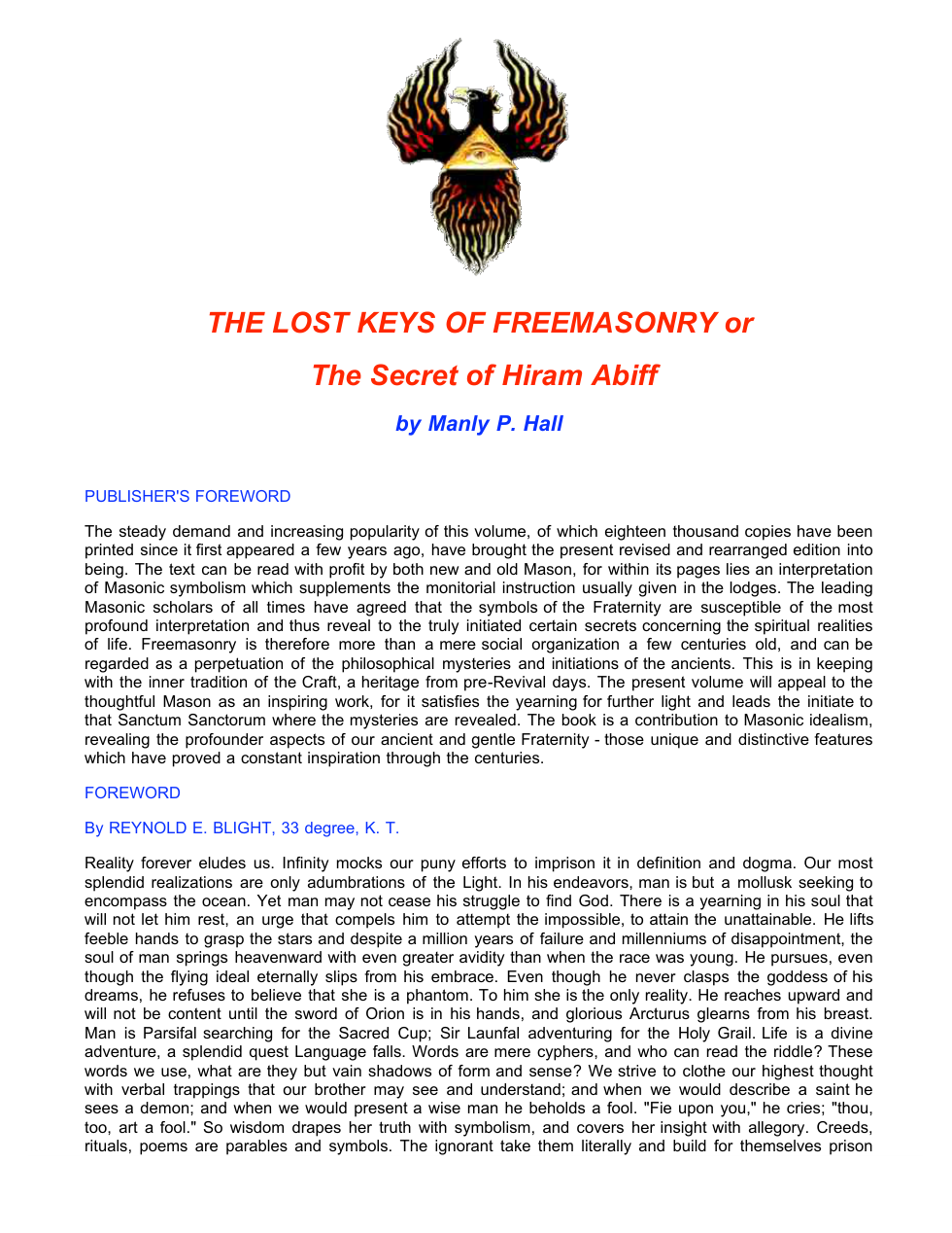Manly P Hall - Lost Keys Of Freemasonry cover