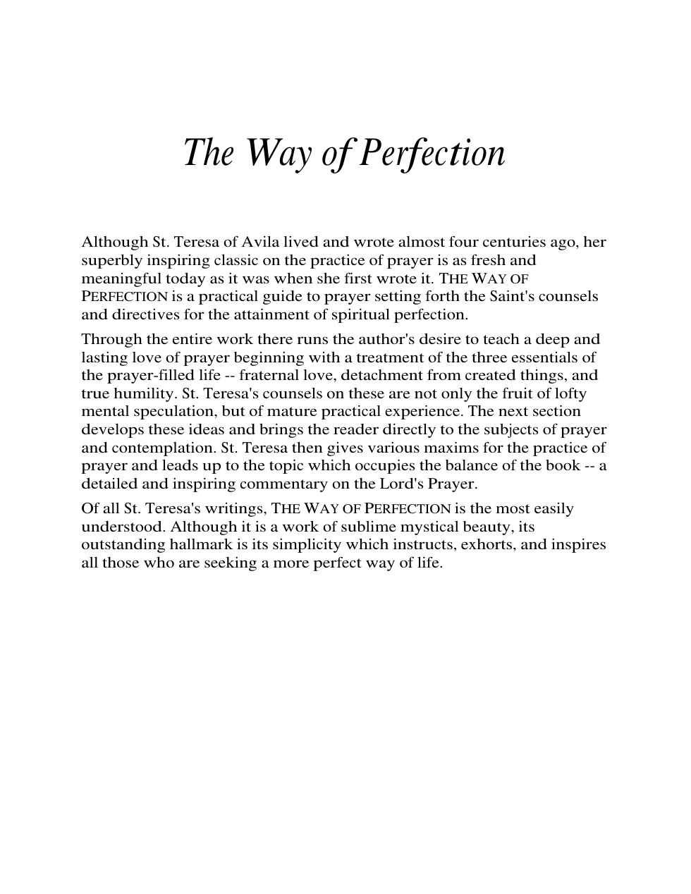 St. Teresa of Avila - The Way Of Perfection cover