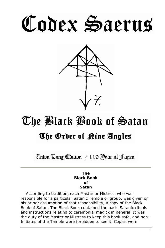 The Black Book of Satan - Anton Long Revisions 119 Fayen cover