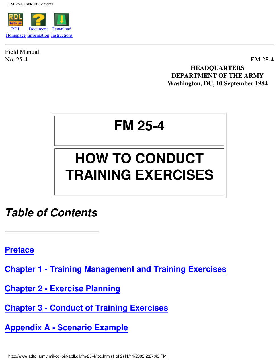FM 25-4 How to Conduct Training Exercises cover