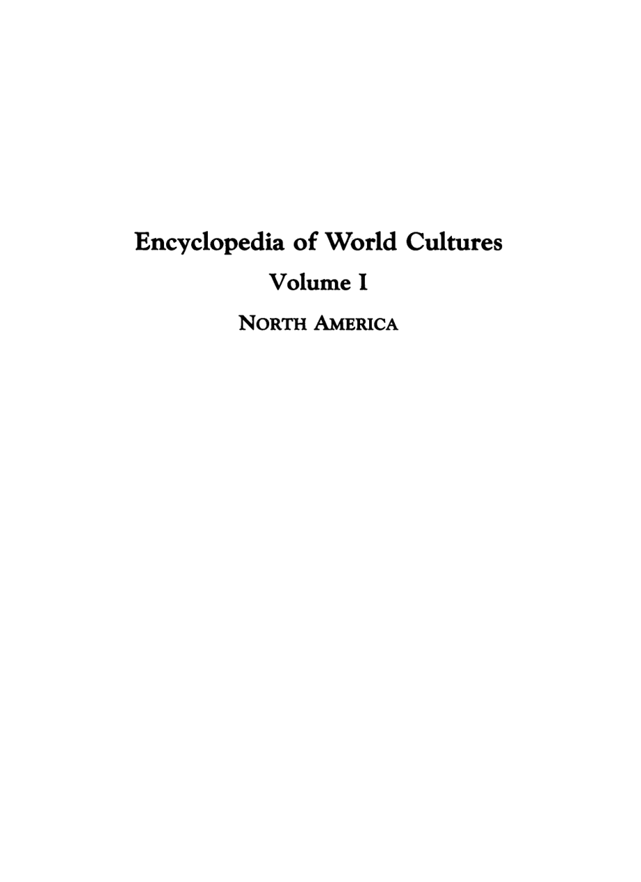 Encyclopedia of World Cultures Vol 1 - North America cover
