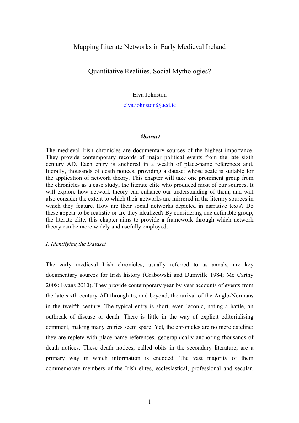 Elva Johnston - Mapping Literate Networks in Early Medieval Ireland cover