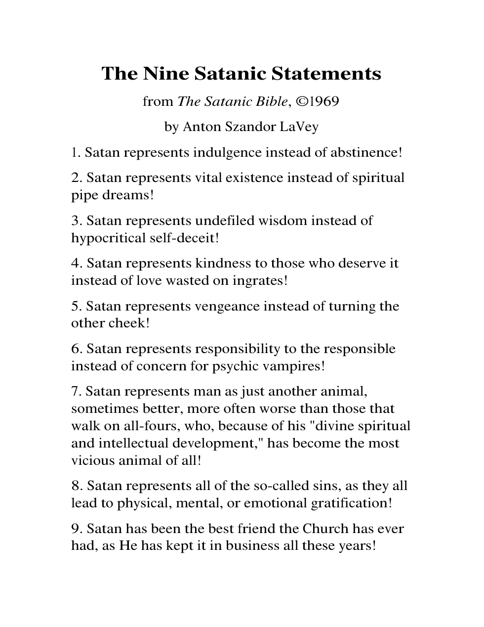 LaVey, Anton - Satanic Aphorisms cover
