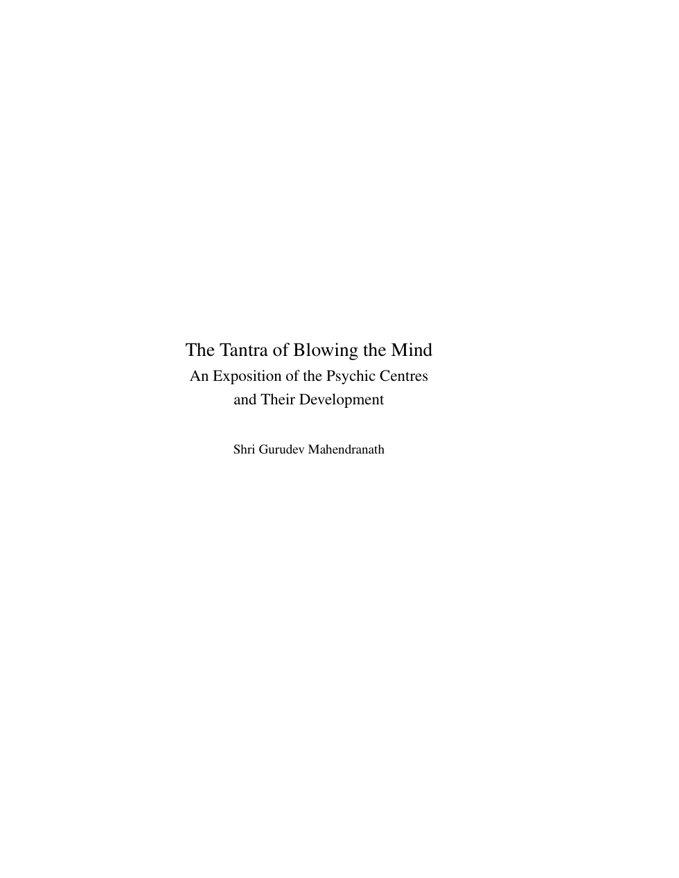 Tantra of Blowing the Mind cover
