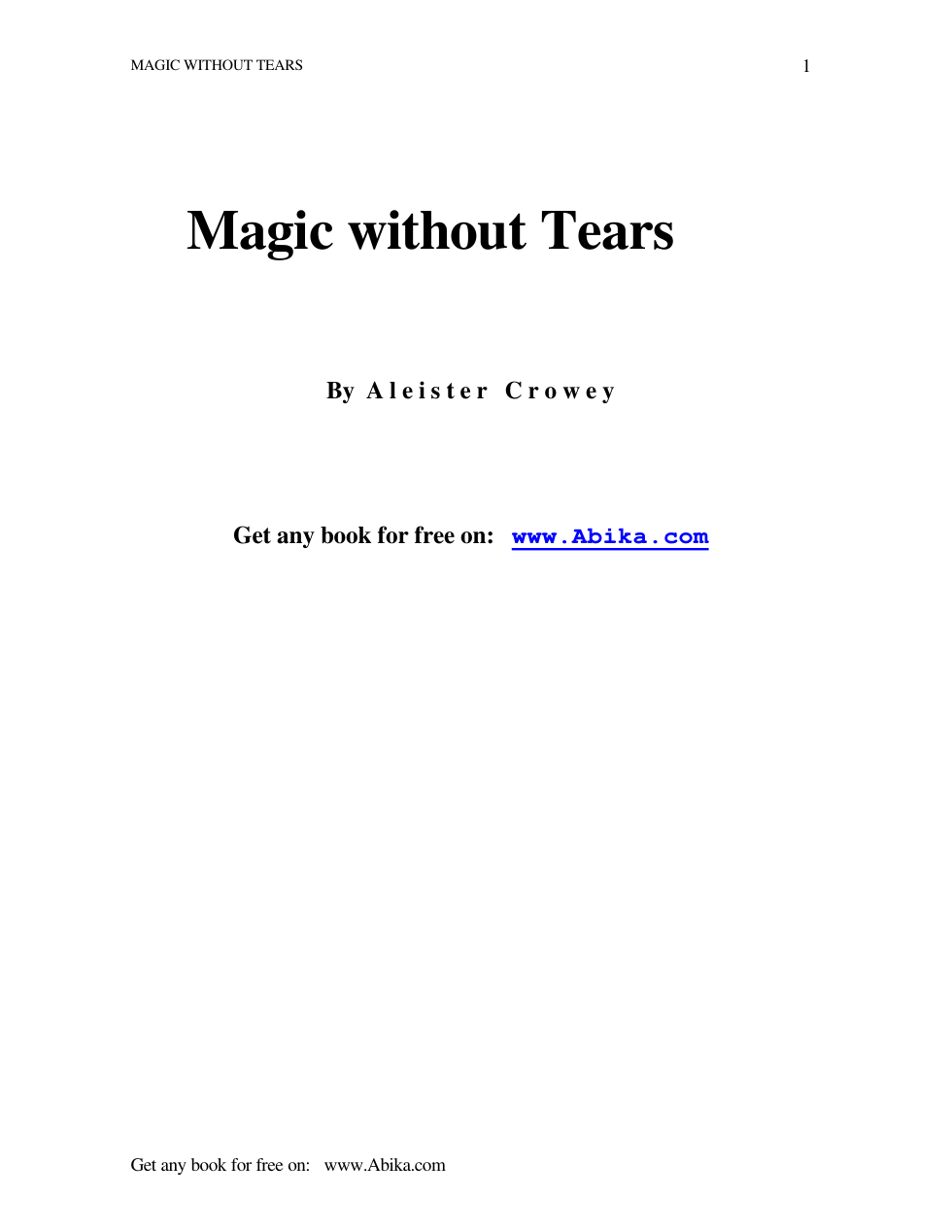 Aleister Crowley - Magic Without Tears cover
