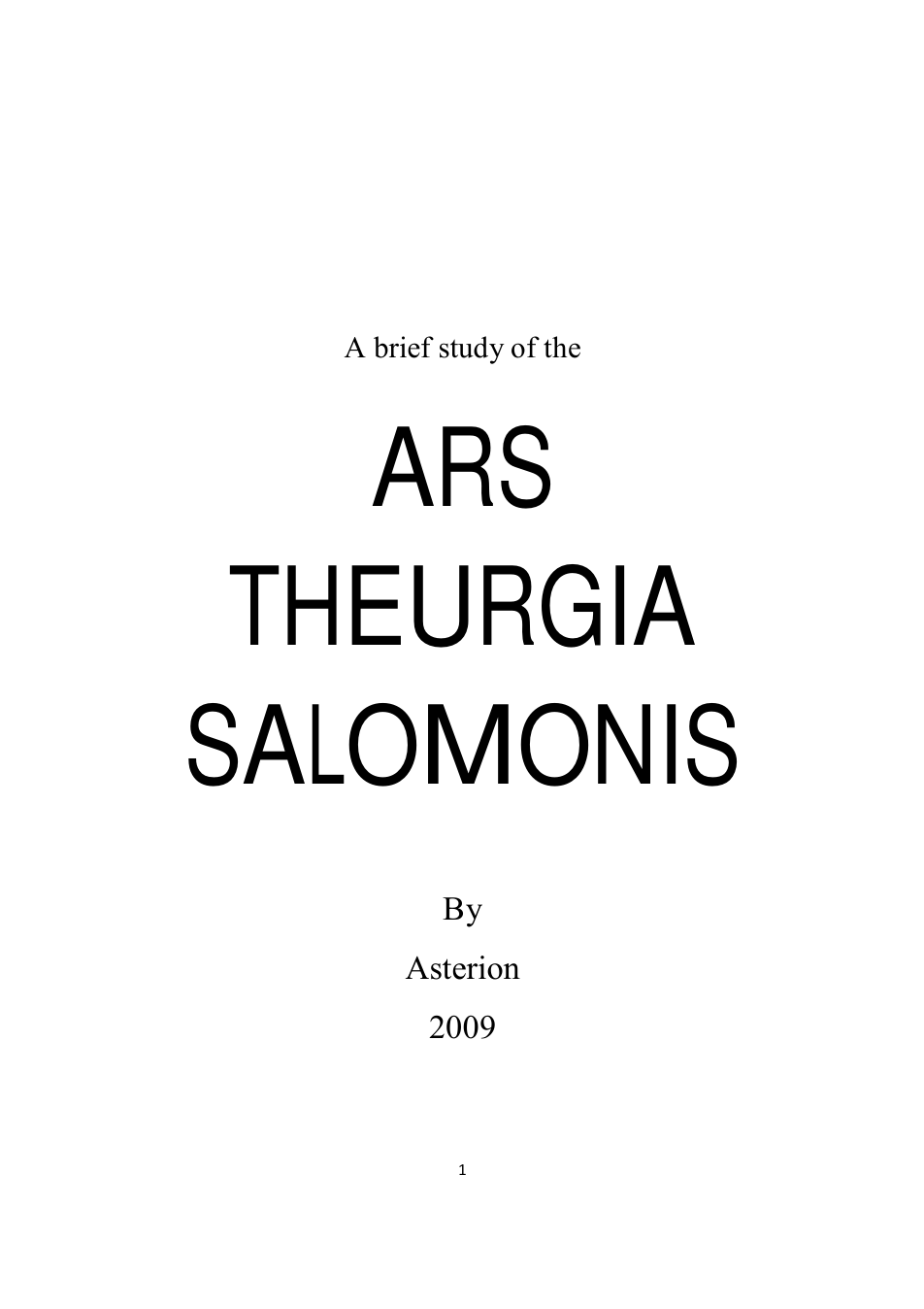 Asterion.A.Brief.Study.of.the.Ars.Theurgia.Salomonis cover