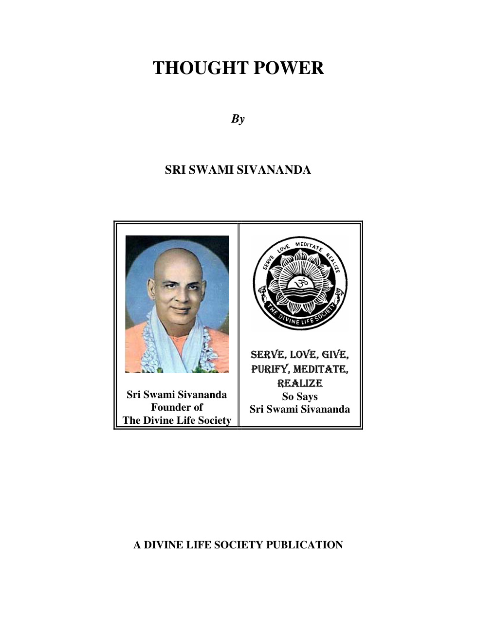 Sri Swami Sivananda - Thought Power cover