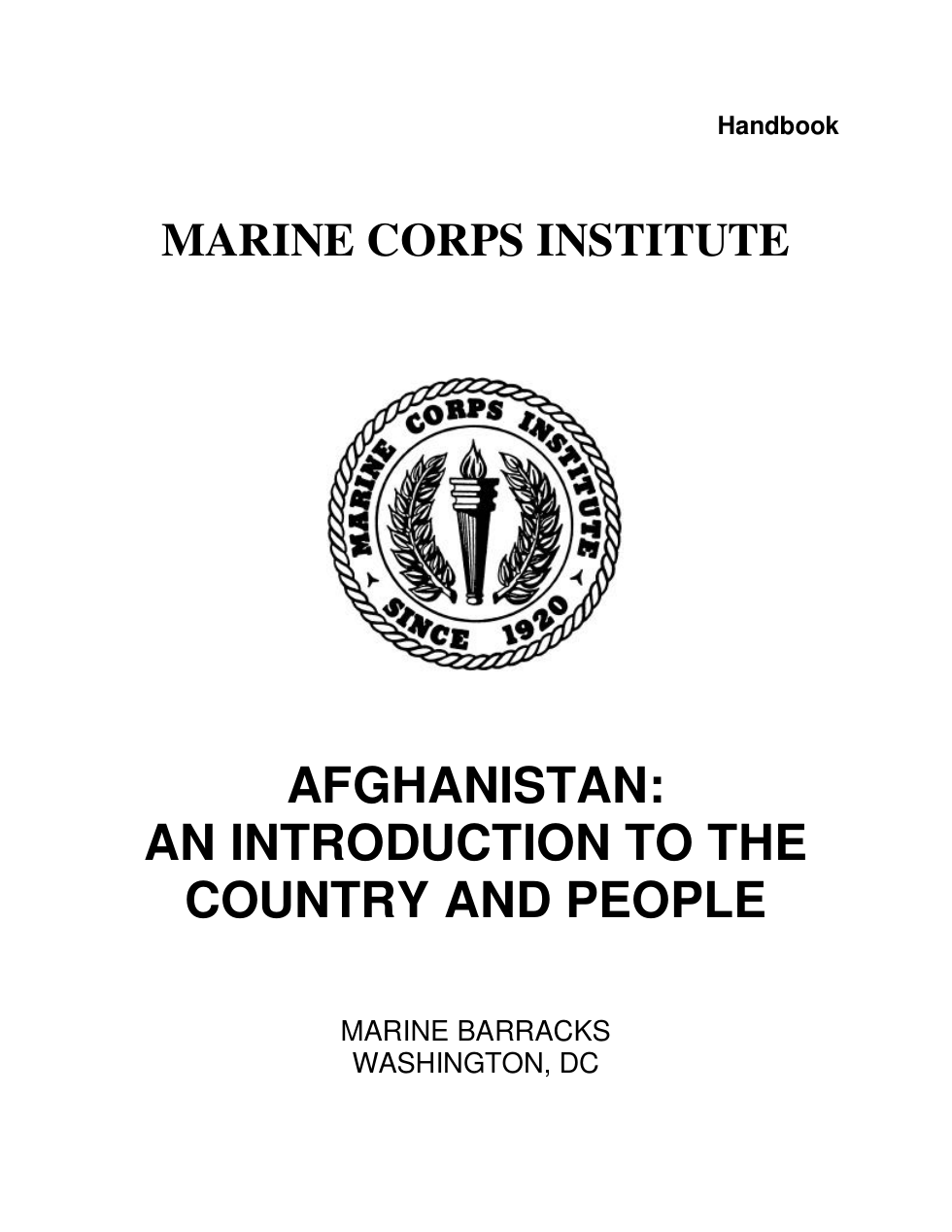 USMC Afghanistan - Intro to Country & People 67 pages cover