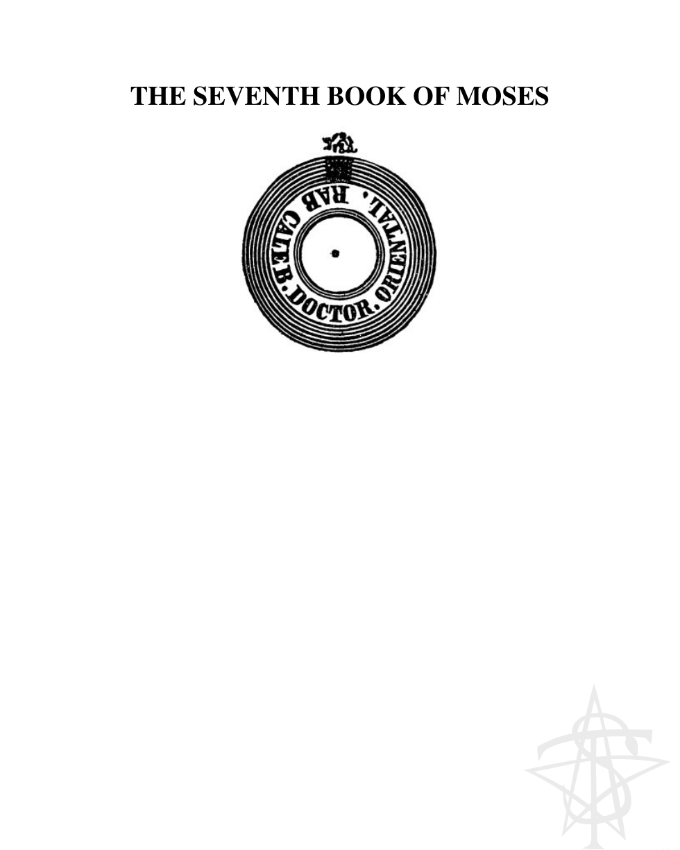 The Seventh Book of Moses - J Scheibel cover