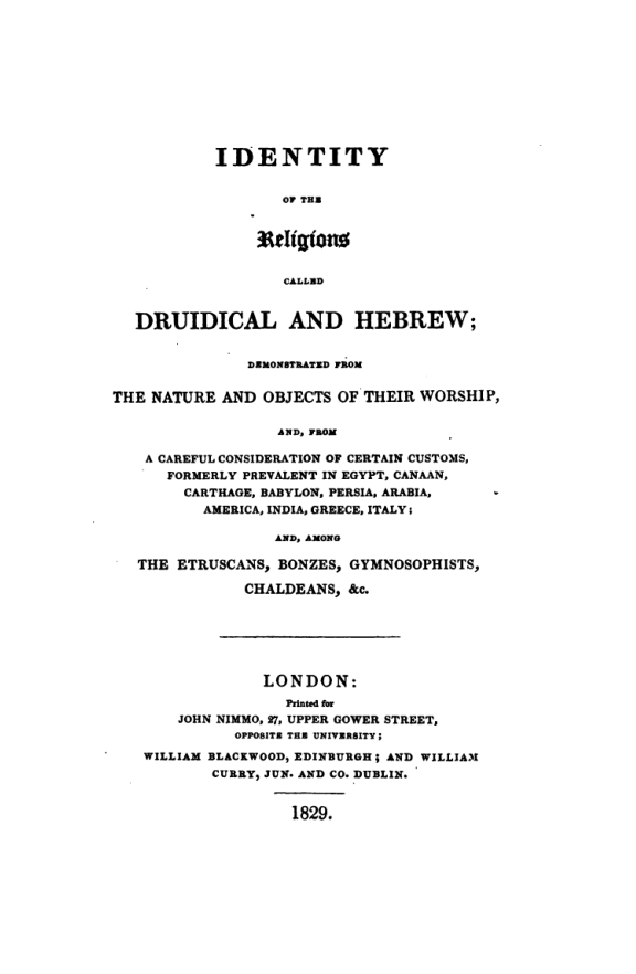 Identity of the Religions Called Druidical & Hebrew cover