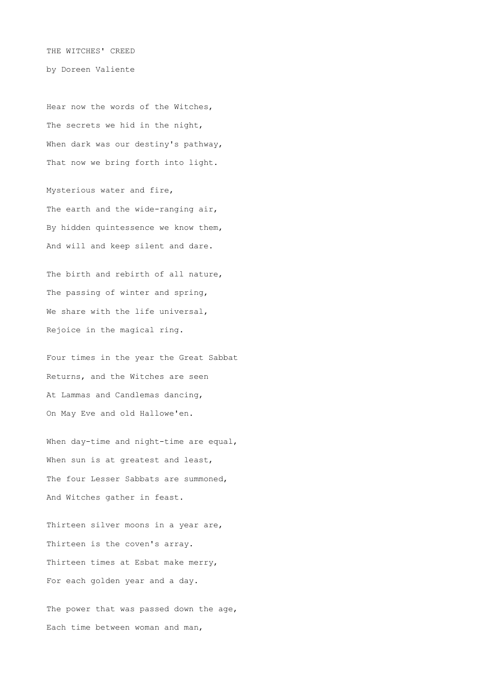 The Witches' Creed cover