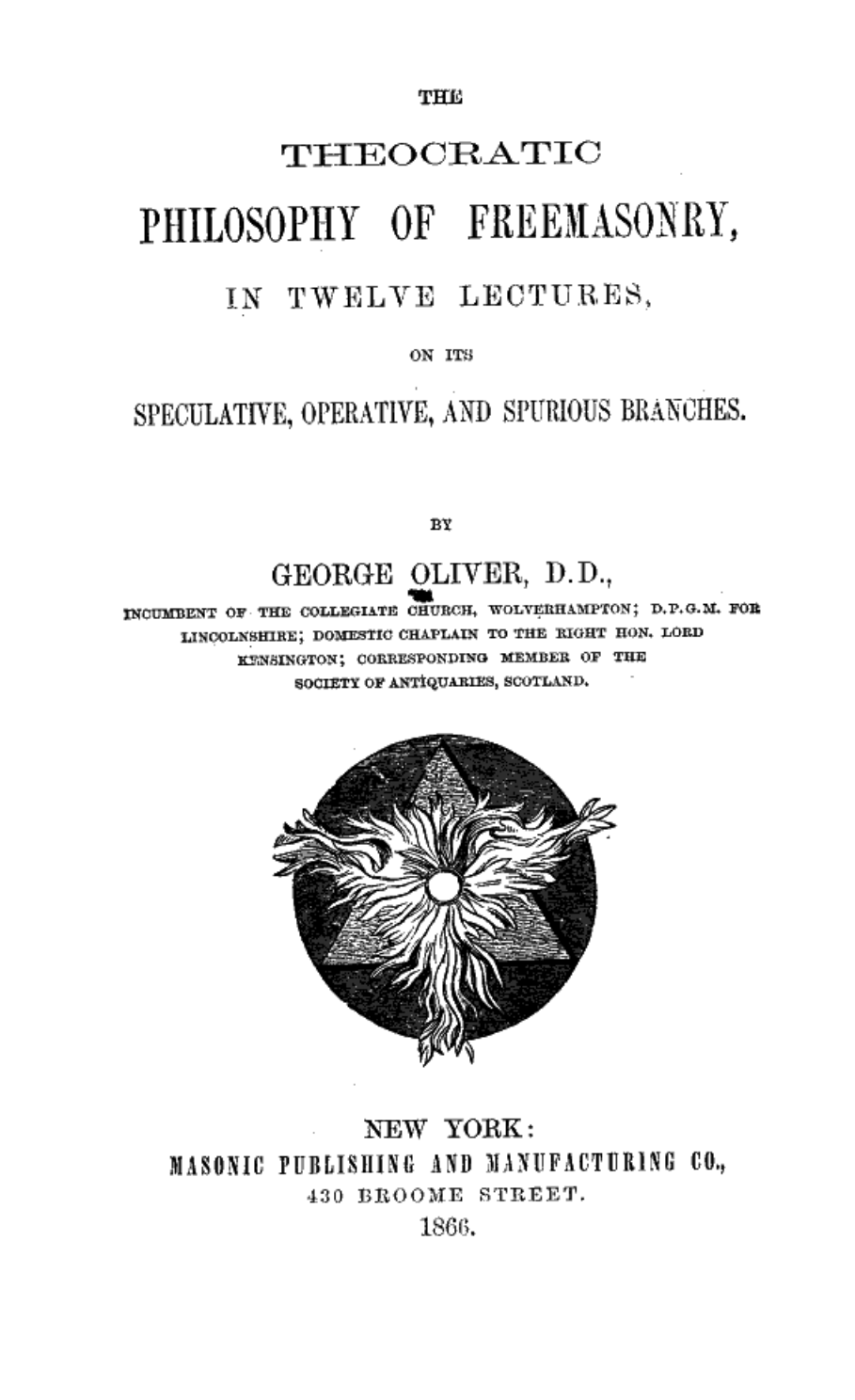 Oliver - The Theocratic Philosophy of Freemasonry cover