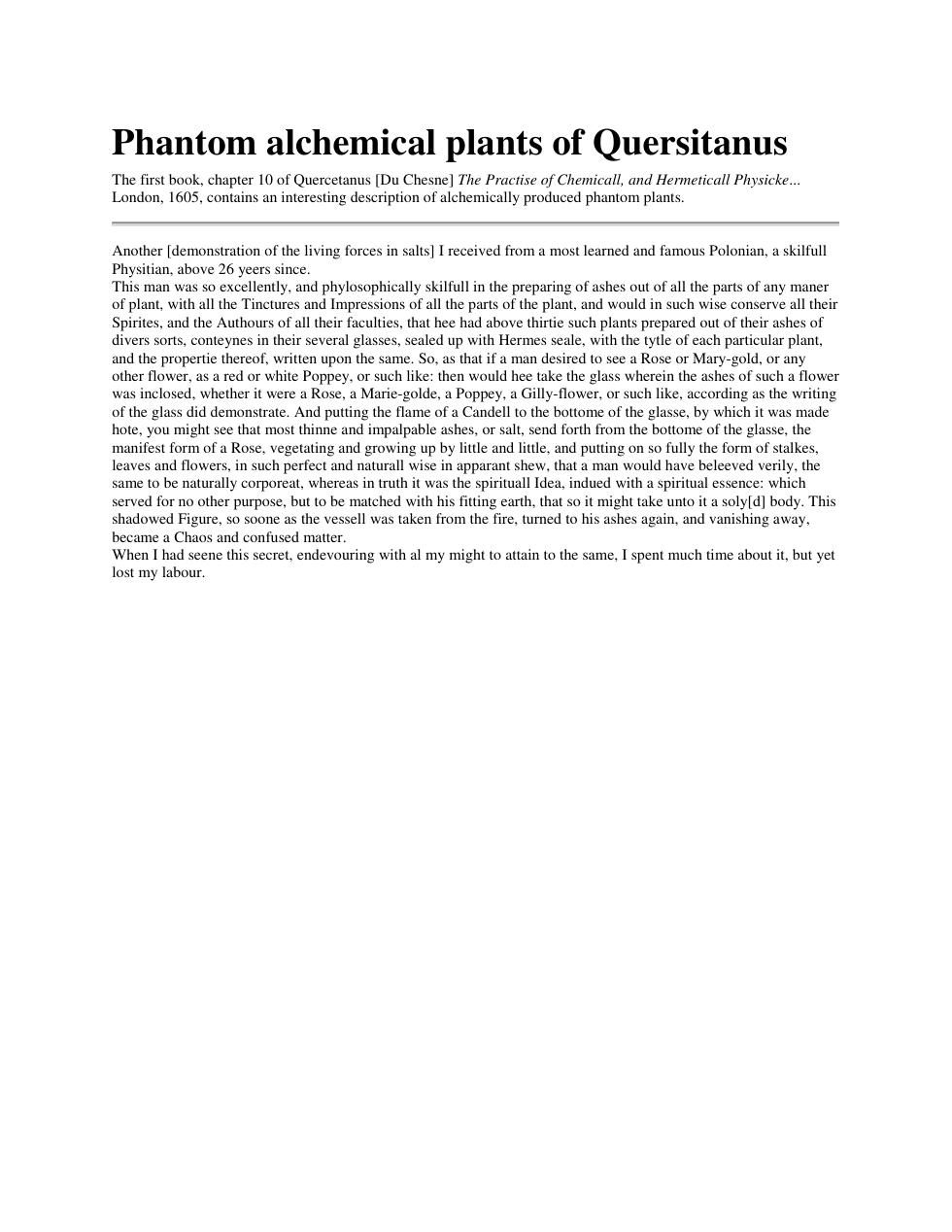 Phantom alchemical plants of Quersitanus cover
