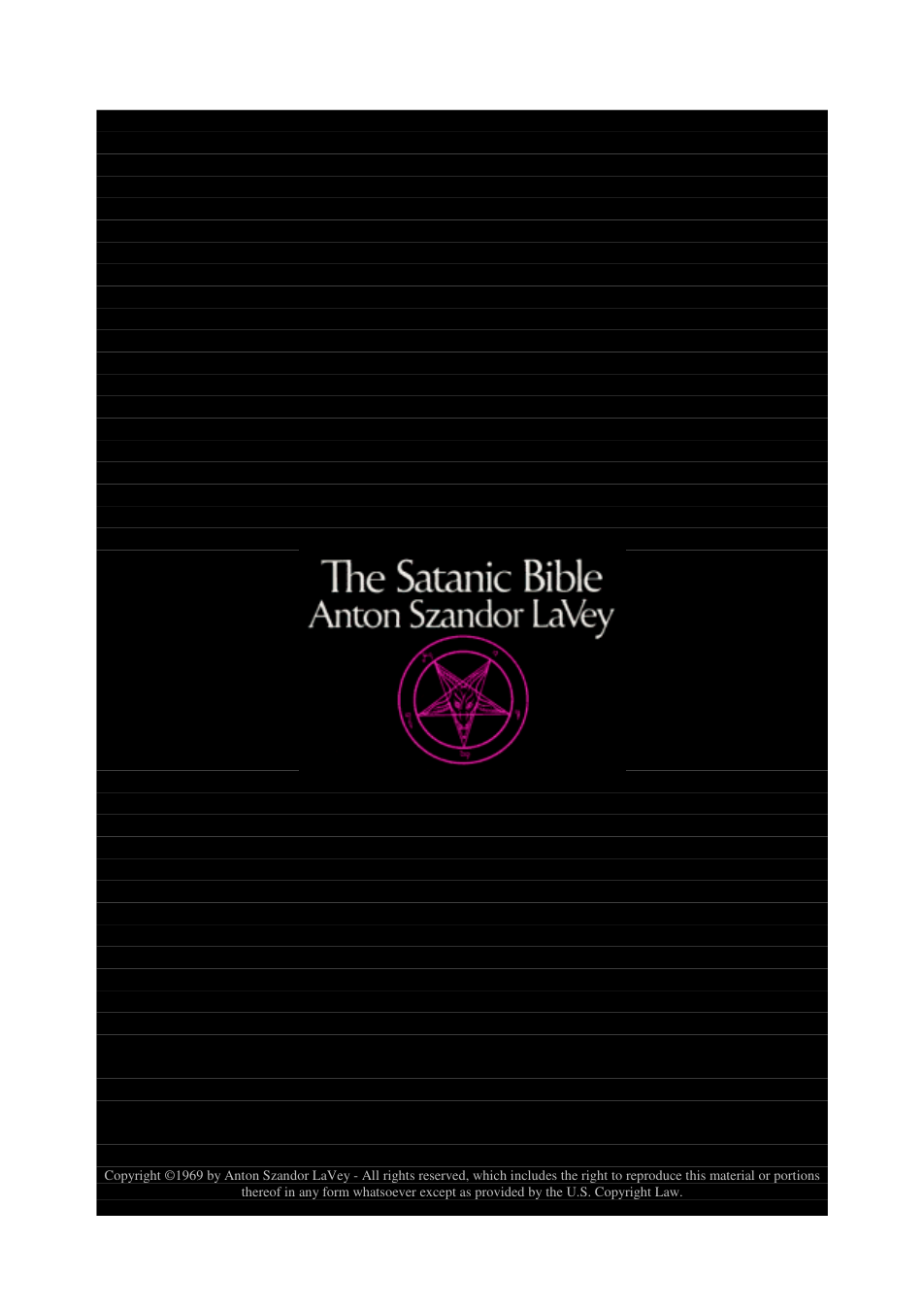 La Bibbia Satanica - Anton Szandor Lavey cover