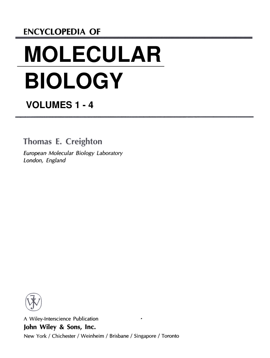 Encyclopedia of Molecular Biology cover