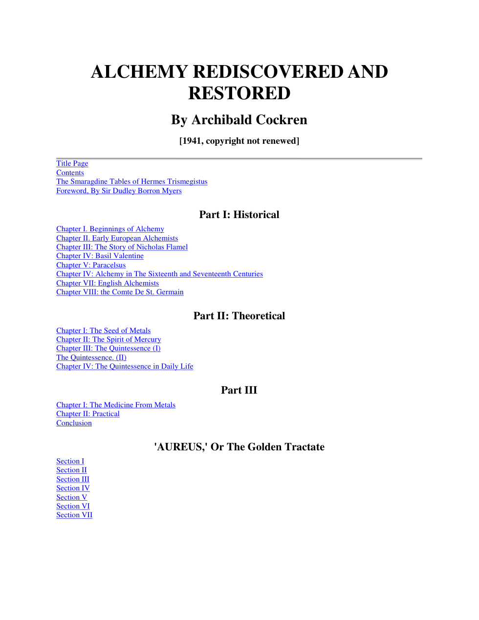 Alchemy Rediscovered and Restored cover