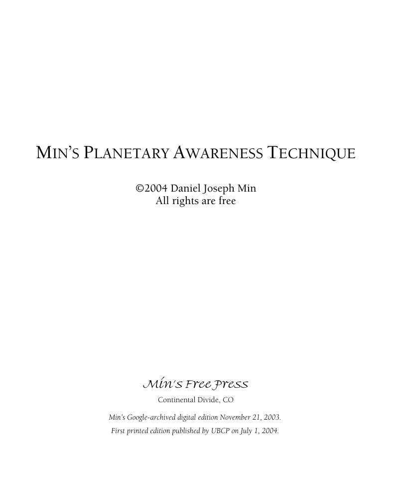 Daniel Min - Planetary Awareness Technique cover