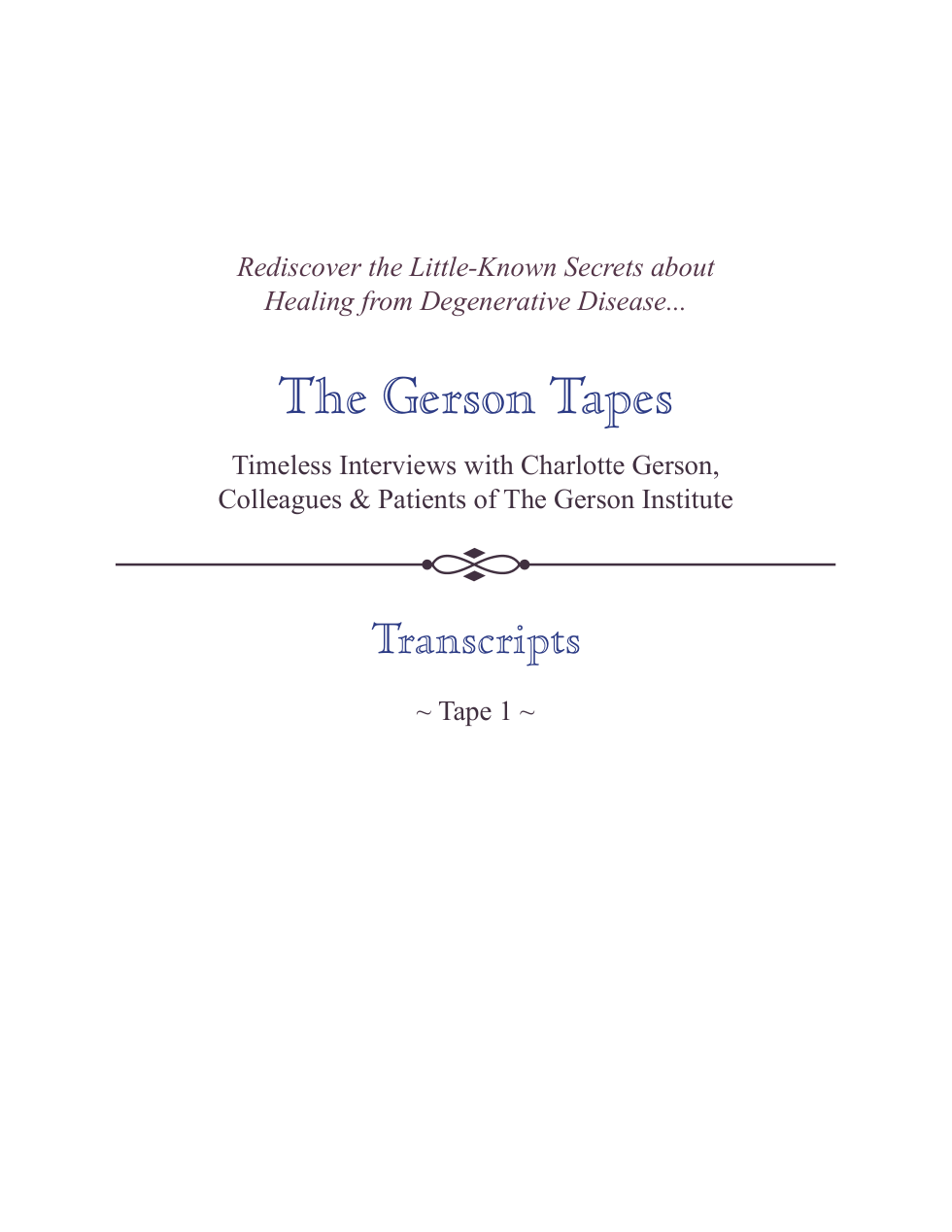 Gerson Tapes - Transcripts cover