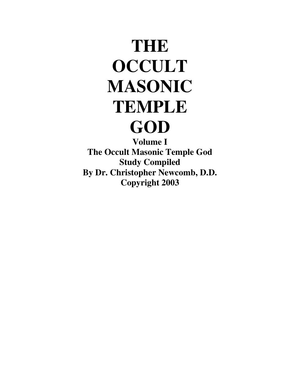 Occult Masonic Temple Of God cover