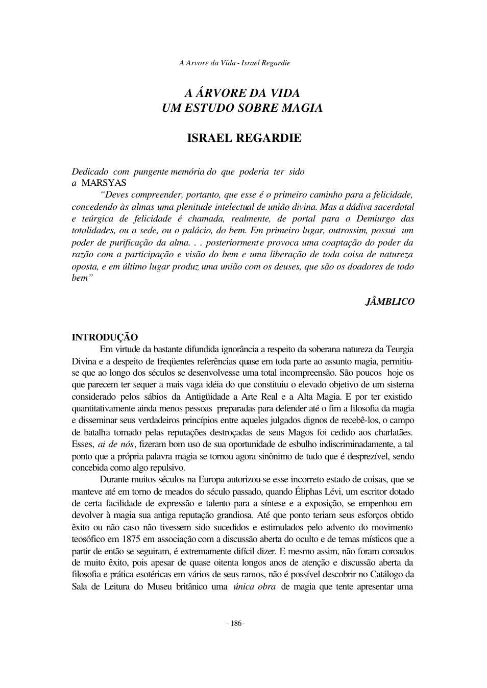 A arvore da vida - Um estudo sobre magia - Israel regardie cover