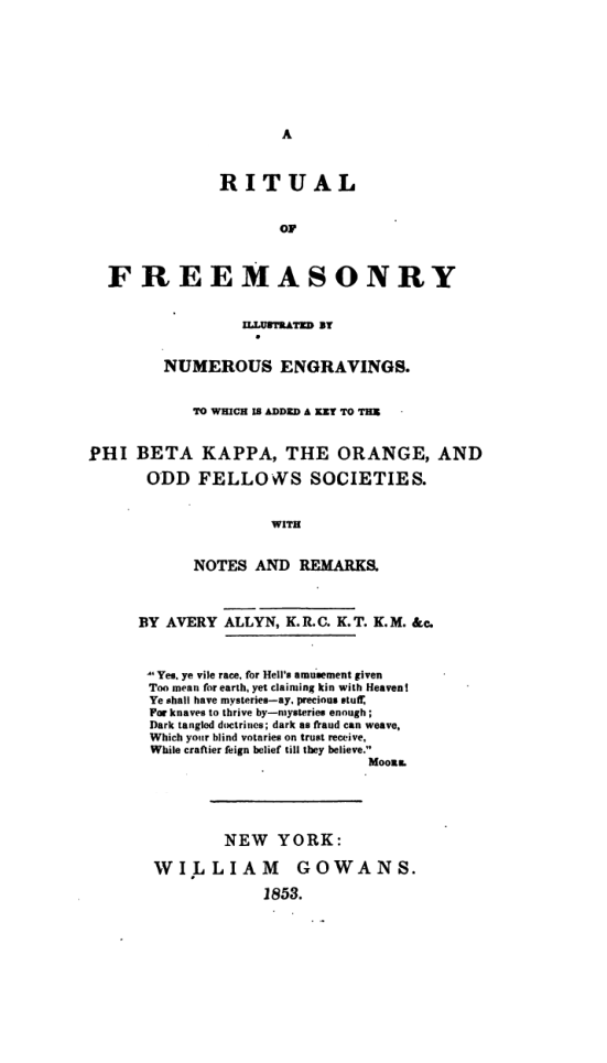 A Ritual of Freemasonry - A Allyn cover