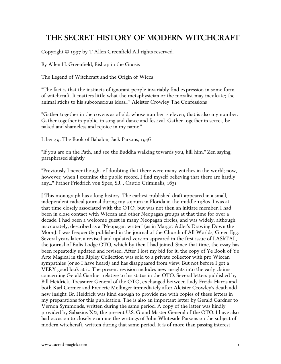 Secret History of Modern Witchcraft cover
